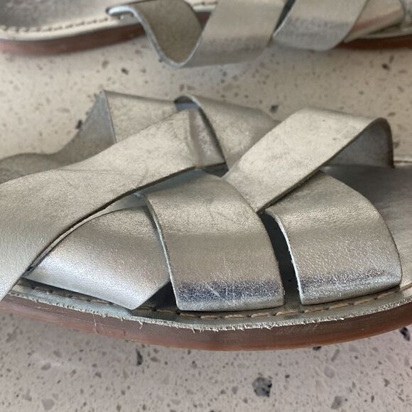 Madewell The Boardwalk Woven Silver Leather Slide Casual Sandals Women Size 8.5 - Picture 5 of 8
